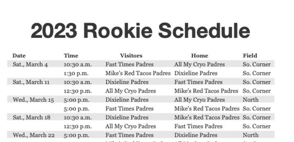 Schedules Are Here!
